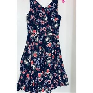 HELL BUNNY FLORAL SKULL CUTOUT DRESS